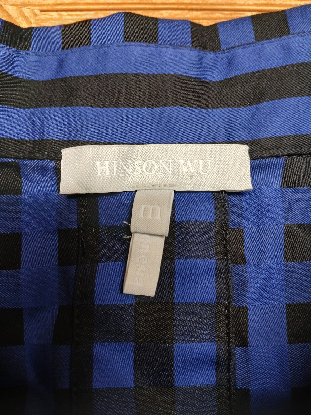 Hinson  Wu Striped Blue and Black Collared Women's Top - Picture 10 of 10